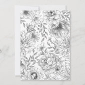ブラックライン花模様葬儀お祝いの生活 招待状 (裏面)