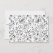 ブラックライン花模様葬式悔やみや弔慰サンキュー ノートカード (裏面)