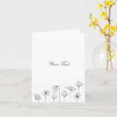 ブラックライン フラワーの感謝を伝えるグリーティングカード カード (黄色い花)