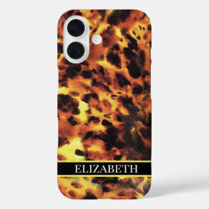 ブラックライン ホワイトフォント 名入れ トータスシェル iPhone 16ケース