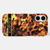 ブラックライン ホワイトフォント 名入れ トータスシェル Case-Mate iPhoneケース (裏面 (横))