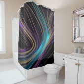 ブラックライ白熱［赤熱］光を放つン抽象デザインパープルブルー シャワーカーテン (インサイチュ)