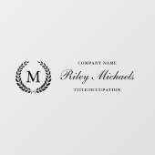 ブラックラウレルリース エレガント モノグラム 名前 タイトル ウィンドウサイン (シート)