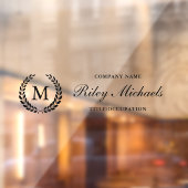 ブラックラウレルリース エレガント モノグラム 名前 タイトル ウィンドウサイン (シート2)