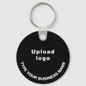 ブラックラウンドアルミニウムに会社名とロゴ キーホルダー (正面)