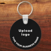 ブラックラウンドアルミニウムに会社名とロゴ キーホルダー (正面)