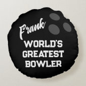 ブラックラウンドボウリングボールノベルティ装飾用クッションギフト ラウンドクッション (裏面)