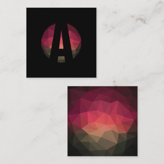 ブラックラウンドモノグラムのロゴデザイン スクエア名刺 (正面/裏面)