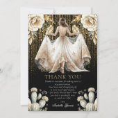 ブラックラグジュアリーアイボリー&ゴールドのキンセアニエラ感謝 招待状 (正面)