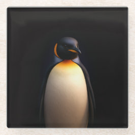 ブラックラグジュアリーガラスコースター、コウテイペンギン ガラスコースター