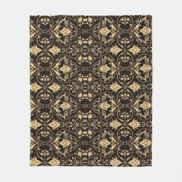 ブラックラグジュアリーパターンフリースブランケット。 フリースブランケット