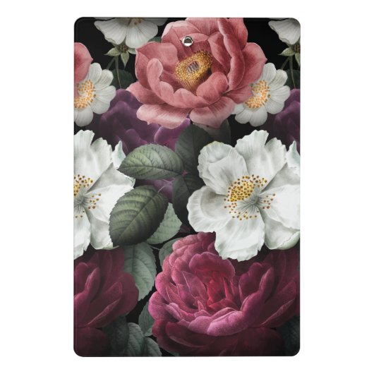 ブラックラグジュアリーパーソナライズされたフローラ ミニクリップボード (裏面)