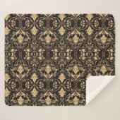 ブラックラグジュアリー模様 シェルパブランケット (正面(横))