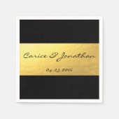 ブラックラグジュアリー結婚ズのナプキンの金箔 スタンダードカクテルナプキン (正面)