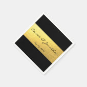ブラックラグジュアリー結婚ズのナプキンの金箔 スタンダードカクテルナプキン (角)