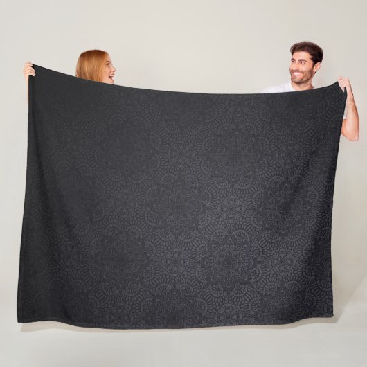 ブラックラグジュアリー装飾曼荼羅 フリースブランケット (インサイチュ)