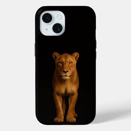 ブラックラグジュアリーiPhone15ケース 高貴な雌ライオン Case-Mate iPhoneケース (裏面)