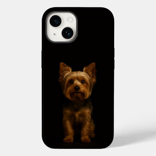 ブラックラグジュアリーiPhone 14 カバー、ヨークシャーテリア Case-Mate iPhoneケース (裏面)