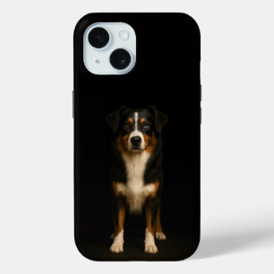 ブラックラグジュアリーiPhone 15ケース、オーストラリアンシェパード iPhone 15ケース