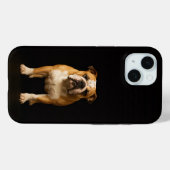 ブラックラグジュアリーiPhone 15ケース、スタミナ・ブルドッグ Case-Mate iPhoneケース (裏面 (横))