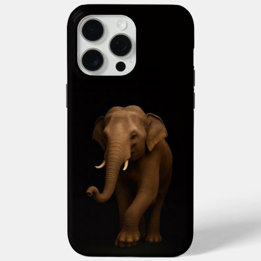 ブラックラグジュアリーiPhone 15 Pro Max インドゾウ Case-Mate iPhoneケース (裏面)