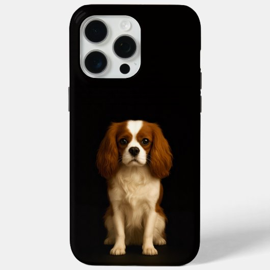 ブラックラグジュアリーiPhone 15 Pro Max キャバリア・スパニエル Case-Mate iPhoneケース (裏面)