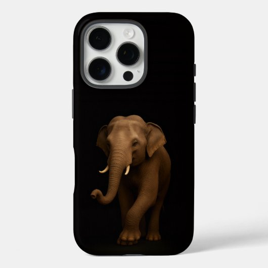 ブラックラグジュアリーiPhone 16 Pro インドゾウデザイン Case-Mate iPhoneケース (裏面)