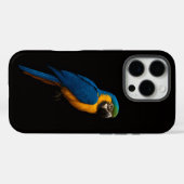 ブラックラグジュアリーiPhone 16 Pro、青黄色のコンゴウインコ Case-Mate iPhoneケース (裏面 (横))