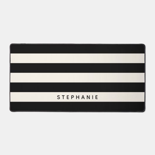 ブラックラグビーとエッグシェルストライプホワイトラグビーの名前 デスクマット (正面)