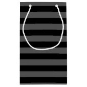 ブラックラグビーとグレーラグビーストライプ名前をカスタムする スモールペーパーバッグ (裏面)