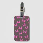 ブラックラゲッジタグにスタイリッシュピンクの弓 ラゲッジタグ (正面縦)