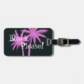 ブラックラゲージタグ上のピンクパームツリー ラゲッジタグ (正面横)