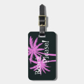 ブラックラゲージタグ上のピンクパームツリー ラゲッジタグ (正面縦)