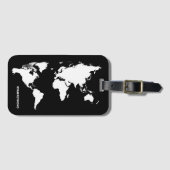 ブラックラゲージタグ世界地図トラベルエレガントズ ラゲッジタグ (正面横)