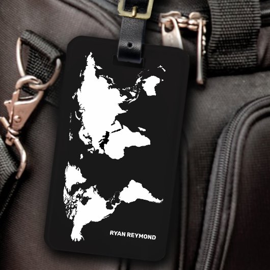ブラックラゲージタグ世界地図トラベルエレガントズ ラゲッジタグ