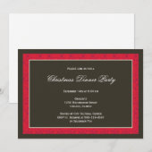 ブラックラシックク·パネル·レッド·ダマスク·フレーム·ホリデー·パーティー 招待状 (正面/裏面)