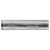 ブラックラシックシュ鋼効果にロゴを付けた デスクネームプレート (正面)