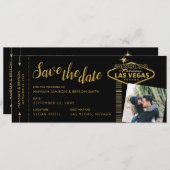 ブラックラスベガス搭乗券の写真日付を保存 案内状 (正面/裏面)