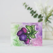 ブラックラズベリー可愛いパープルラズベリー ポストカード (スタンド正面)