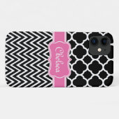 ブラックラティス/シェブロンパターンピンク名 Case-Mate iPhoneケース (裏面(横))