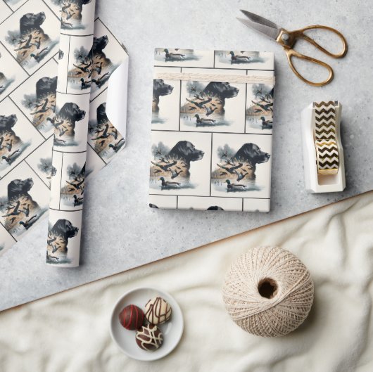 ブラックラバラドールレトリエバーとマラードダックス ラッピングペーパー (クラフト)