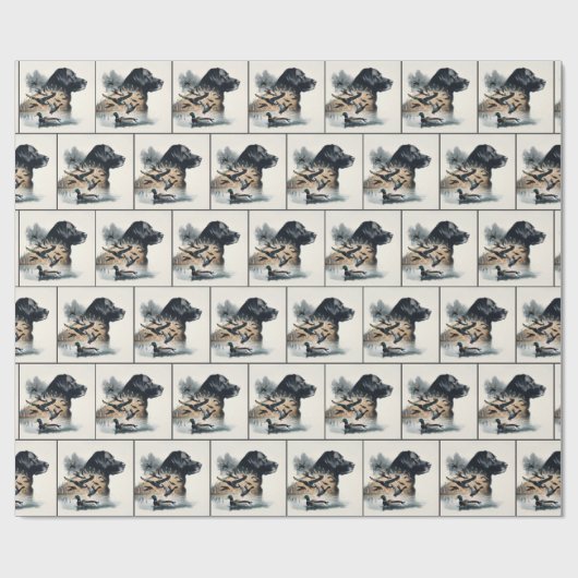 ブラックラバラドールレトリエバーとマラードダックス ラッピングペーパー (フラット)