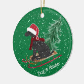 ブラックラパーソナライズされたボクリスマススレッド セラミックオーナメント (左)