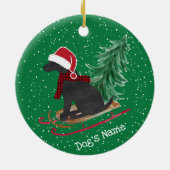 ブラックラパーソナライズされたボクリスマススレッド セラミックオーナメント (裏面)