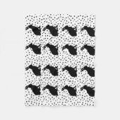 ブラックラビットシルエットイースターバニー フリースブランケット (正面)