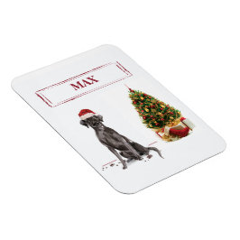 ブラックラブのクリスマス・犬とツリー マグネット