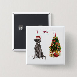 ブラックラブのクリスマス・犬とツリー 缶バッジ