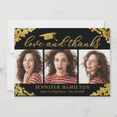 ブラックラブの目盛りキャップ金箔感謝していと 招待状 (正面)