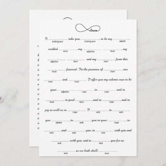 ブラックラブインティ結婚ティのLibsゲーム (正面/裏面)