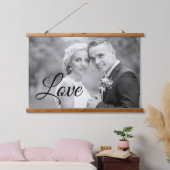 ブラックラブスクリプト結婚タイポグラフィの写真 吊り下げ型タペストリー (寝室)